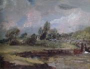 John Constable Flatford Lock 1810-12 oil painting